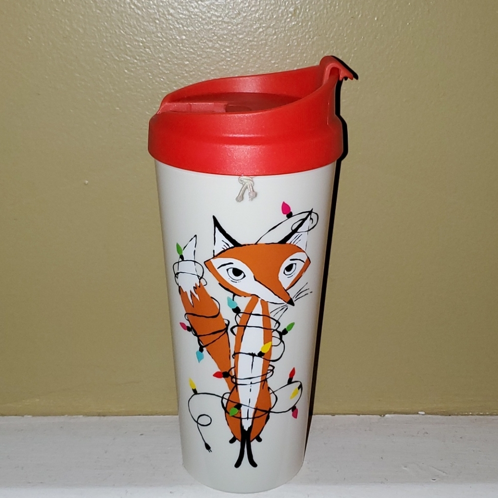 Kate Spade 'festive foxes'  16 oz thermal mug. NWT